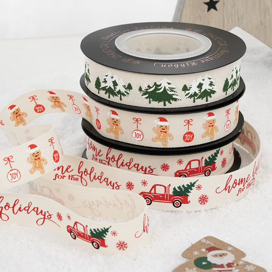 Reindeer Gingerbread Man Christmas Ribbon (16mmx10Yd)