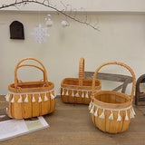 Load image into Gallery viewer, Rattan Flower Basket with Tassels