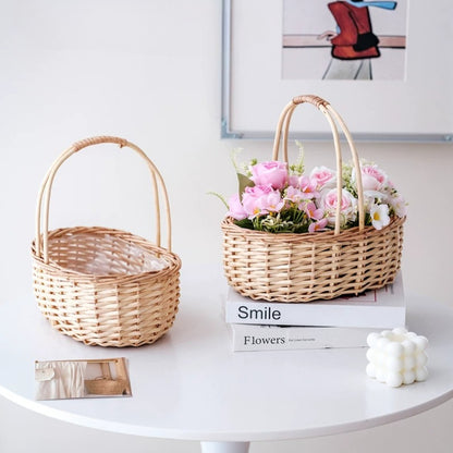 Oval Wicker Flower Basket with Plastic Liner