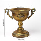 Load image into Gallery viewer, Antique Gold Metal Urn Planter Trumpet Vase