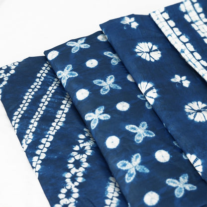 Indigo Blue Tie-Dye Cotton Fabric Drape