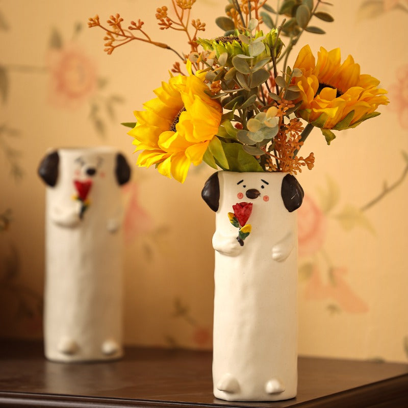 Cute Puppy Ceramic Flower Vase