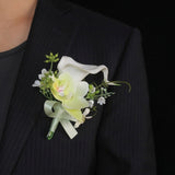 Load image into Gallery viewer, Calla Lily Orchid Boutonniere Wrist Corsage Set