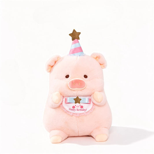 Peluche cochon d'anniversaire de 30 cm
