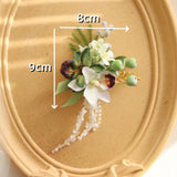 Load image into Gallery viewer, Green Orchid Cascading Boutonniere for Groom