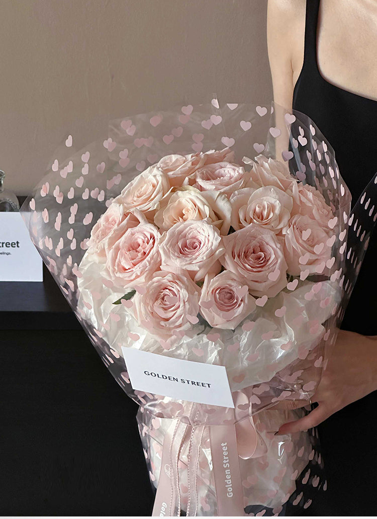 20pcs Heart Pattern Clear Cellophane Wrap (58x58cm)