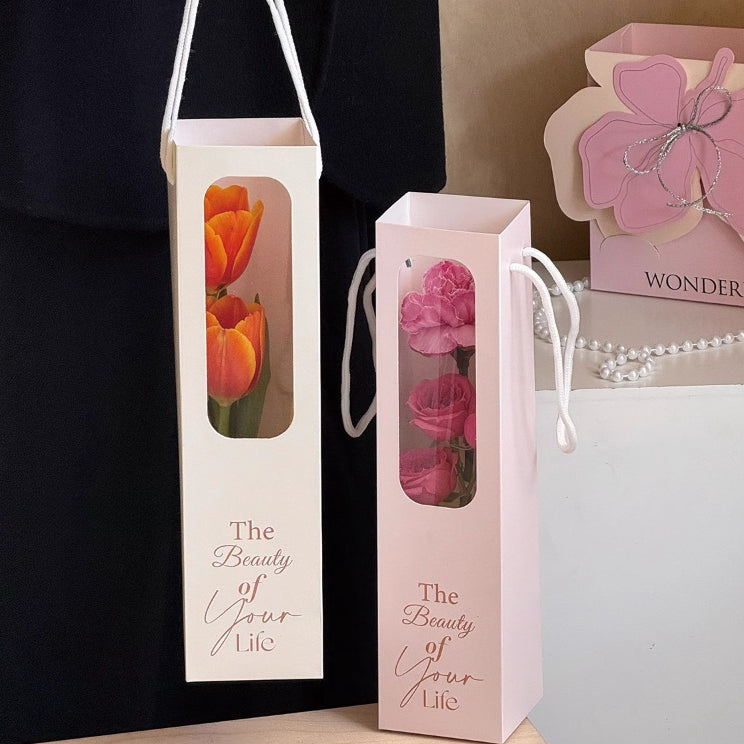 10pcs Long-Stem Flower Gift Box with Window