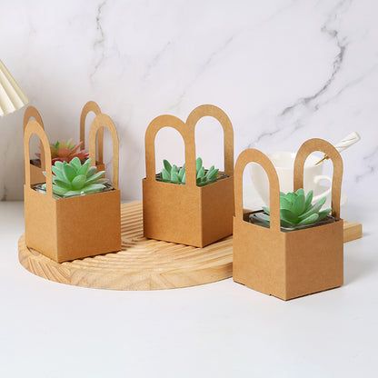 Square Kraft Paper Succulent Gift Bags Pack 30