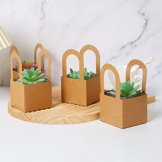 Square Kraft Paper Succulent Gift Bags Pack 30