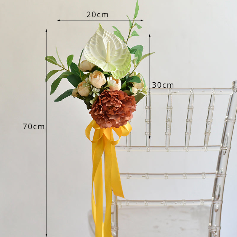 Décoration de chaise en fleurs artificielles pour mariages
