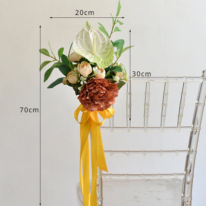 Décoration de chaise en fleurs artificielles pour mariages