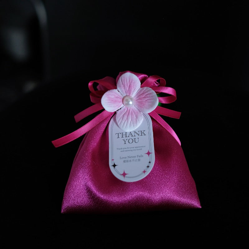Hot Pink Silk Fabric Party Favor Bag Pack 10