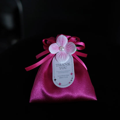 Hot Pink Silk Fabric Party Favor Bag Pack 10
