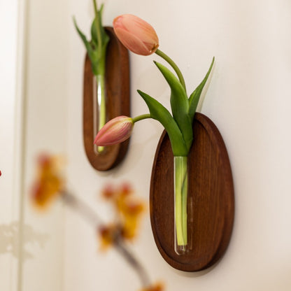 Wall-Mounted Test Tube Wooden Bud Vase