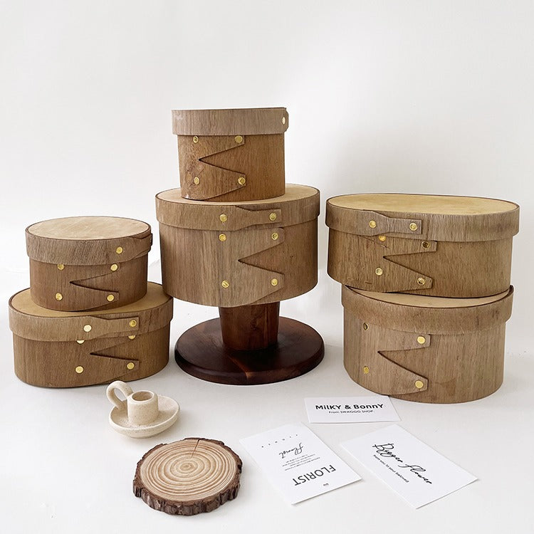 Vintage Wood Floral Arrangement Gift Box