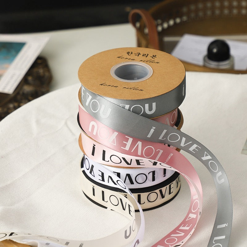I LOVE YOU Satin Ribbon (25mmx50Yd)