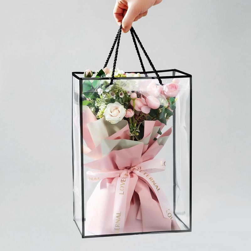 10pcs Clear Bouquet Gift Bags with Border