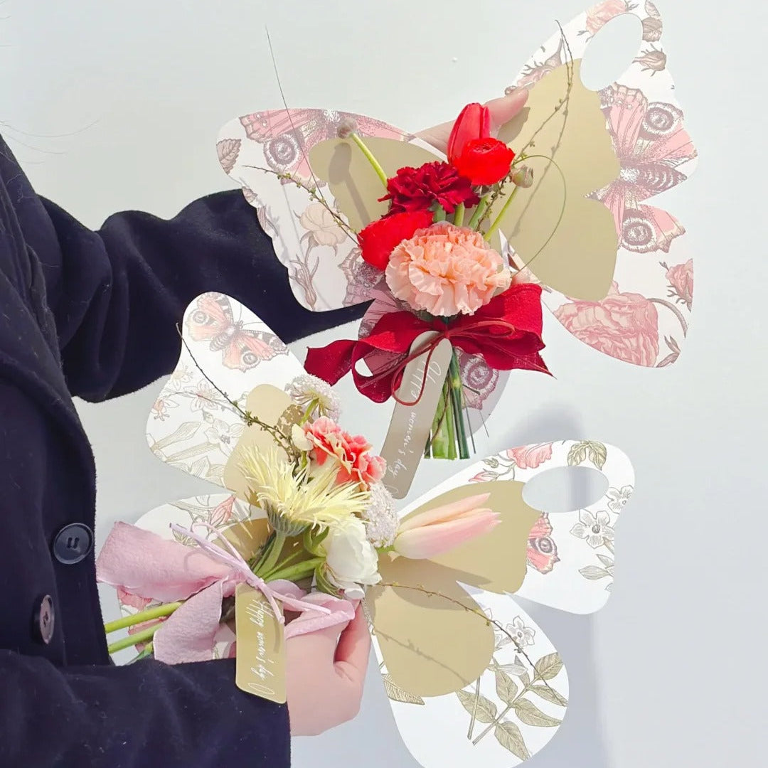 Butterfly Single Stem Floral Card Holder Pack 10