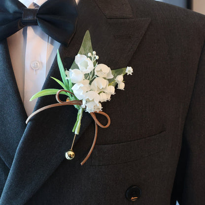 Lily of the Valley Wrist Corsage Boutonniere Set