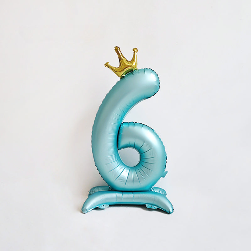 40 Inch Blue Standing Number Balloons with Crown