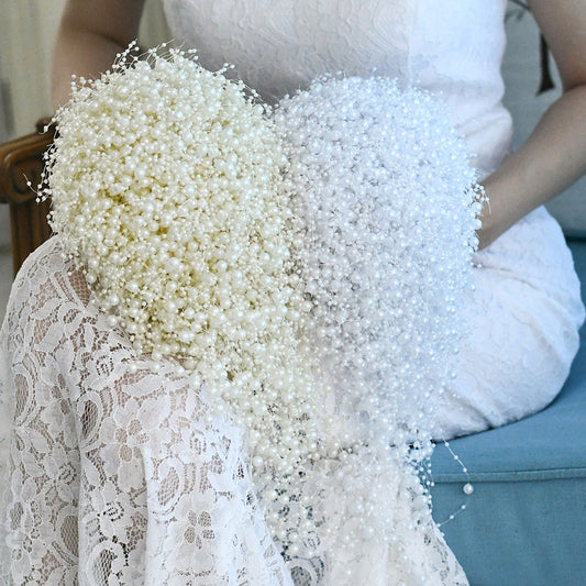 Elegant Pearl Cascading Bridal Bouquet