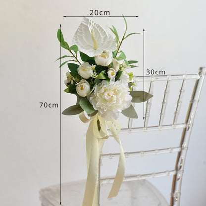 Décoration de chaise en fleurs artificielles pour mariages