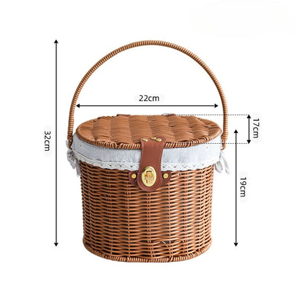 Oval Faux Wicker Gift Basket with Lid & Lock