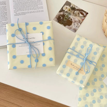 Cream Blue Polka Dot Tissue Paper Pack 50