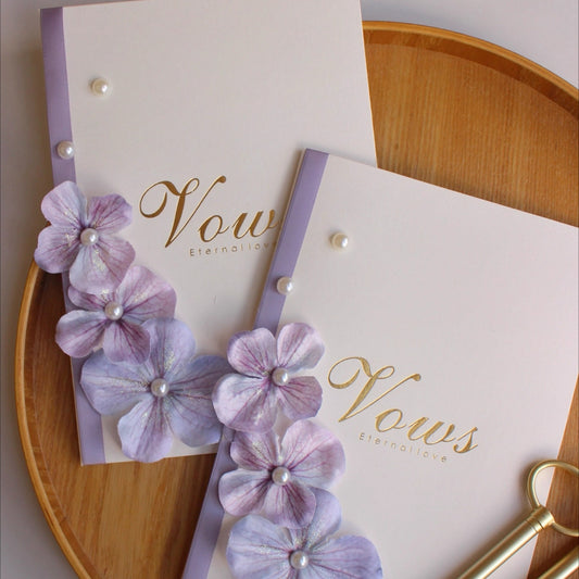Lavender Flower Wedding Vow Cards with Pens (Set of 2)