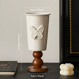 Load image into Gallery viewer, White Ceramic Pedestal Vase with Wooden Base