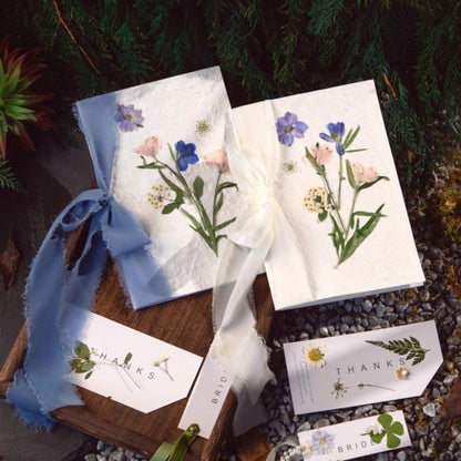 Real Dried Pressed Flower Wedding Vow Cards (Set of 2)