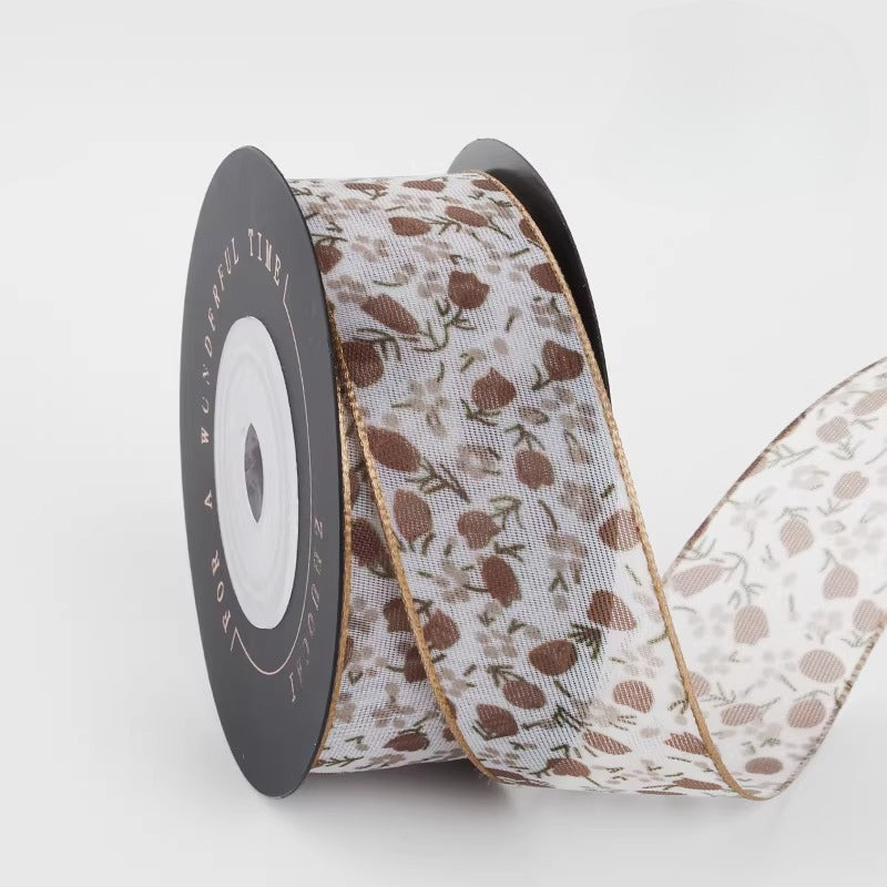 Tulip Printed Sheer Ribbon (2.5cmx10Yd)