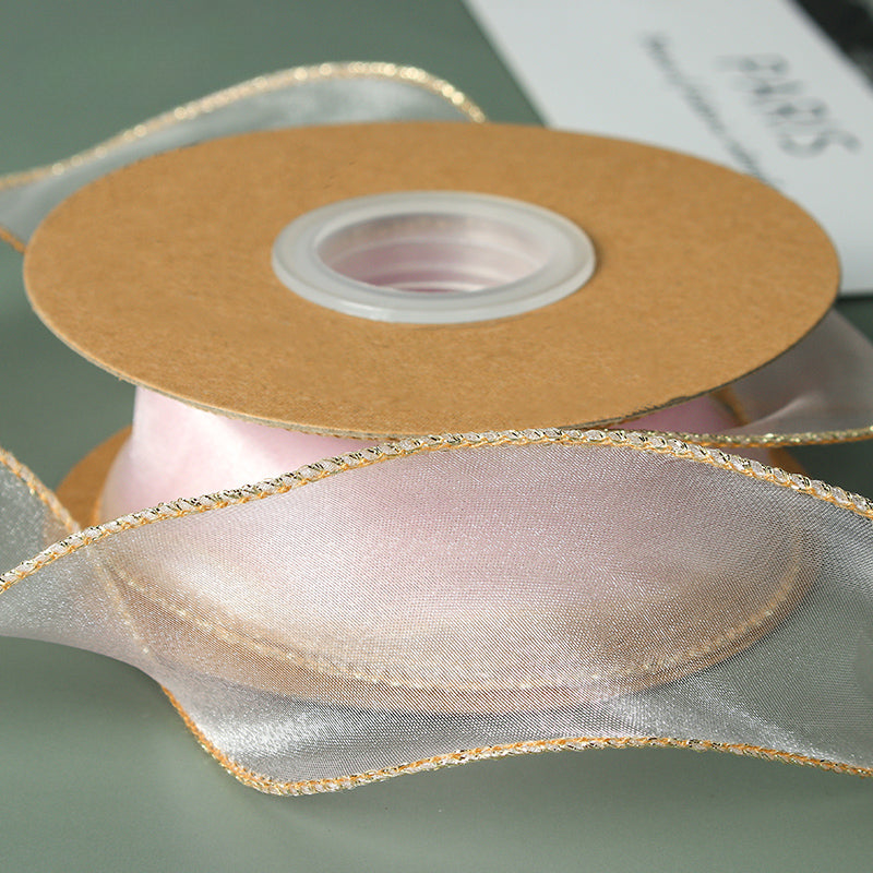 Curling Gold Edge Organza Ribbon (40mmx10Yd)