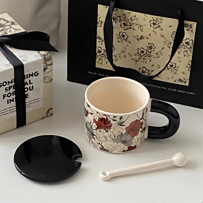 Vintage Floral Print Ceramic Coffee Mug