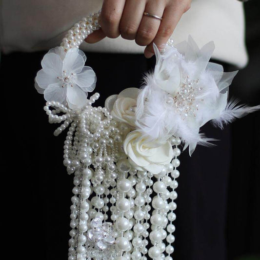 Elegant Pearl Hoop Cascading Bridal Bouquet