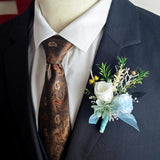 Load image into Gallery viewer, Light Blue Preserved Rose Boutonniere Wrist Corsage