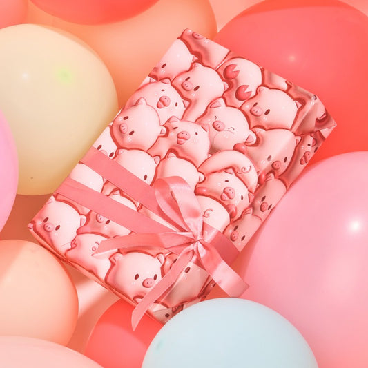 Pink Pig Gift Wrapping Paper (50x70cm) Pack 2