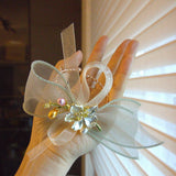 Load image into Gallery viewer, Sage Green Organza Floral Wrist Corsage