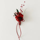 Load image into Gallery viewer, Preserved Red Hydrangea Boutonniere &amp; Corsage