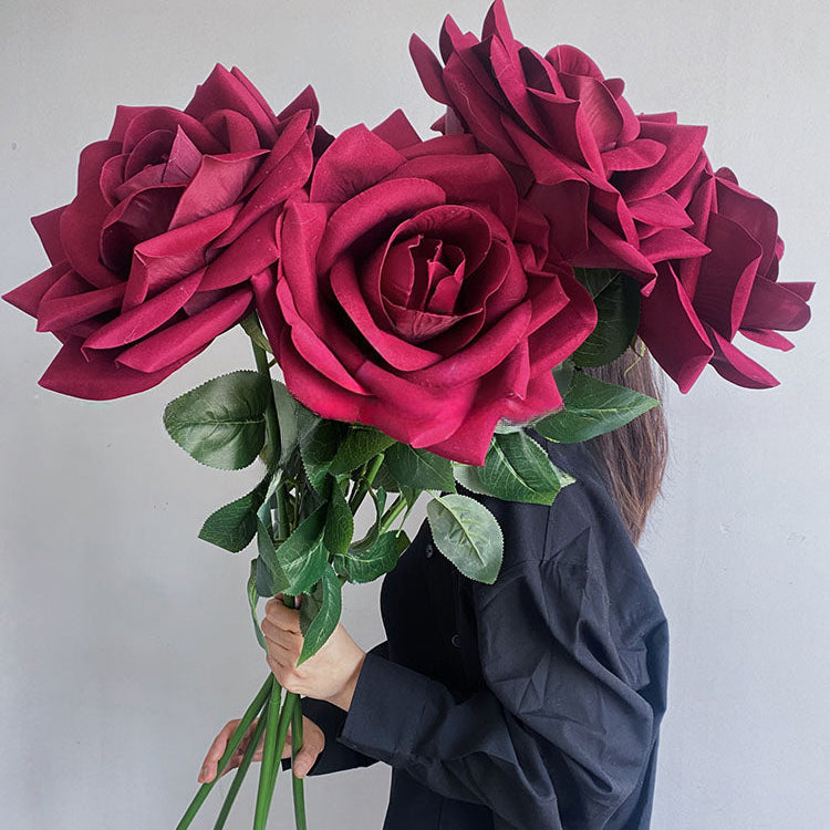 35" Giant Velvet Artificial Rose Stem