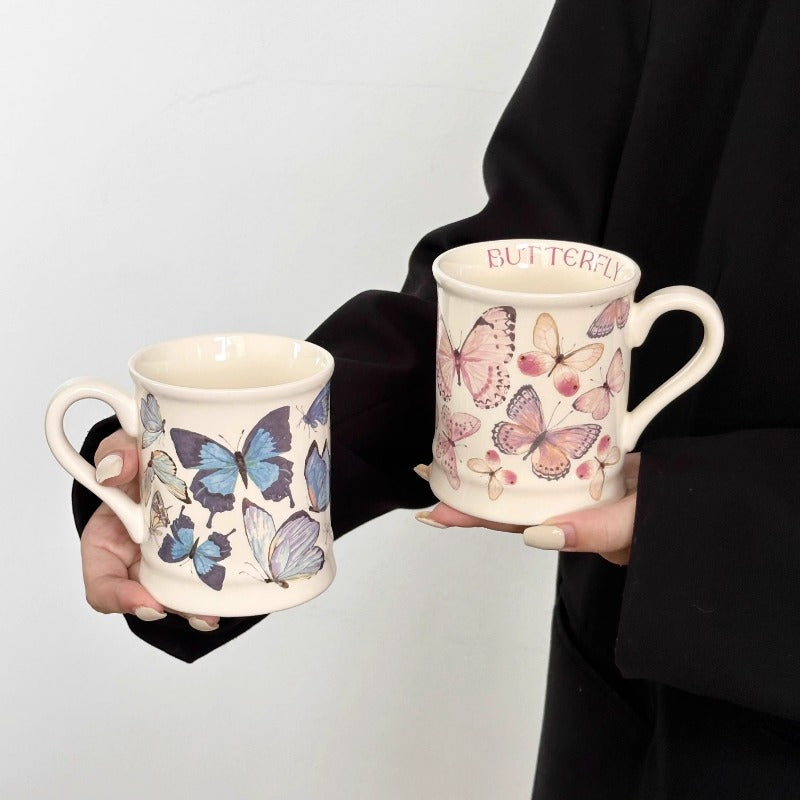 Vintage Butterfly Print Ceramic Coffee Mug