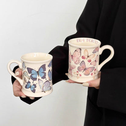 Vintage Butterfly Print Ceramic Coffee Mug