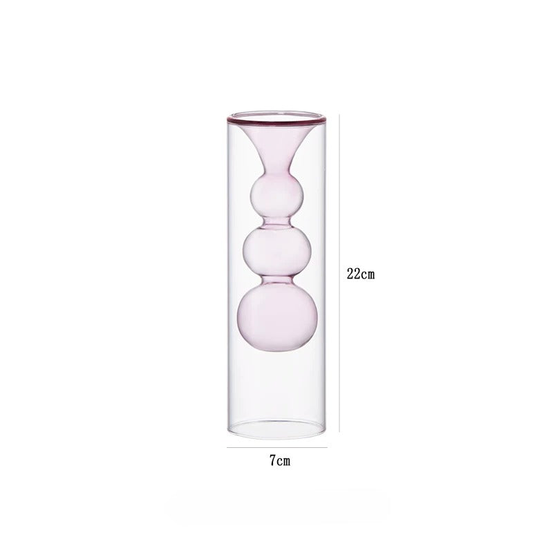 Geometric Double-Walled Glass Bubble Vase