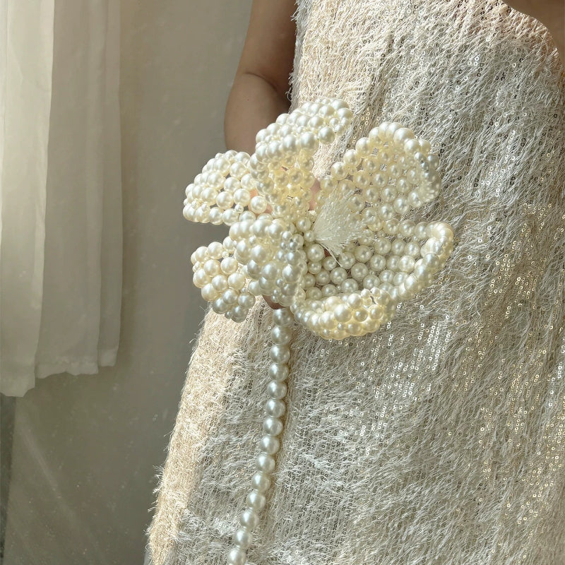 Luxury Handcrafted Pearl Lily Bridal Bouquet