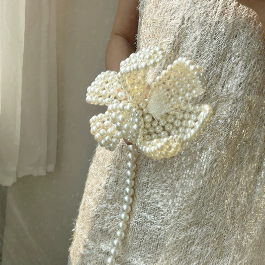 Luxury Handcrafted Pearl Lily Bridal Bouquet