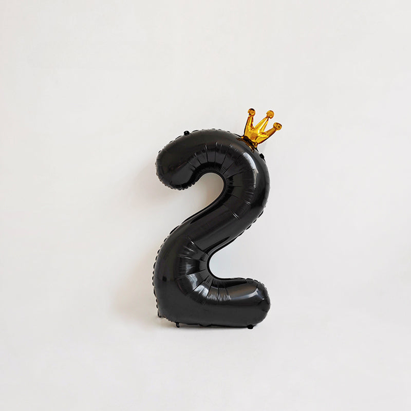 40 Inch Black Number Balloon with Gold Crown