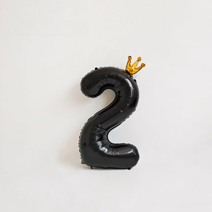 40 Inch Black Number Balloon with Gold Crown