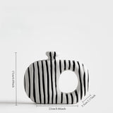 Load image into Gallery viewer, Geometric Black White Striped Ceramic Vase