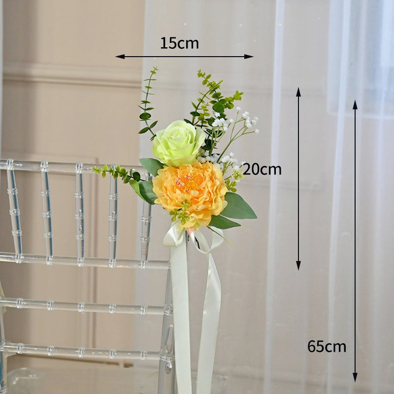 Artificial Rose & Poney Chair Back Flowers