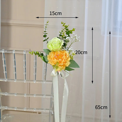 Artificial Rose & Poney Chair Back Flowers